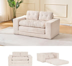 Fefances 55.1” Sofa Bed, 2-in-1 Convertible Loveseat & Folding Futon Couch, Small Space-Saving Design with Corduroy Fabric, for Living Room, Bedroom, Studio Apartment - Beige
