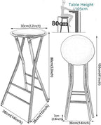 Round Backless Folding Breakfast High Chair, 24"/28"/30" Counter Height Foldable Bar Stool with Footrest for Home Office(Black,80cm/32inch)