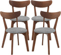 KOTEK Dining Chairs Set of 4, Mid Century Modern Kitchen Chairs with Rubber Wood Legs, Cushioned Seat, Curved Backrest, Wooden Side Chairs for Dining Room, Living Room