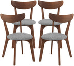 KOTEK Dining Chairs Set of 4, Mid Century Modern Kitchen Chairs with Rubber Wood Legs, Cushioned Seat, Curved Backrest, Wooden Side Chairs for Dining Room, Living Room