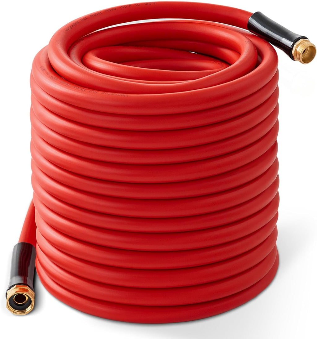 Garden Hose 150ft x 3/4” Hot Water Hose, Heavy Duty -50°F to 190°F,Burst 600Psi Flexible Upgraded Rubber Hoses,3/4” Solid Fittings for All-weather Outdoor Lawn & Garden