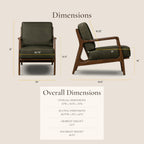 Poly & Bark Verity Leather Accent Chair – Armchair with Walnut Wood Frame – Fashion-Forward Lounge Seating for Living Room – Upholstered in Olivine Green Leather for Modern Style