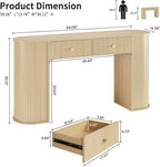 59" Fluted Console Table with 2 Drawers - Wood Entryway Table with Storage, Long Modern Sofa Tables Behind Couch with Curved Leg for Living Room, Entry, Hallway, Entrance, Foyer, Oak Natural