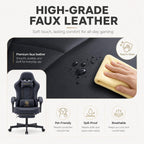 Office Desk Computer Gaming Chair for Adults, Ergonomic High Back Gamer Chair with Massage and Pocket Spring Cushion, Swivel Comfy Video Game Chairs with Footrest and Lumbar Support (Black)