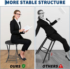 Garvee Folding Stool, Backless 18-Inch Stool, Portable with Handle, Foldable Bar Stool, Anti-Slip Feet, 600Lbs Capacity, for Bar Stools Kitchen Home Indoor and Outdoor Use (Black-12, 18)