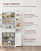 VASAGLE Pantry Cabinet, 71.7-Inch High Freestanding Tall Cupboard Storage Cabinet with a Drawer, 2 Cabinets, 4 Adjustable Shelves, 6 Door Shelves, for Living Room, Kitchen, White UBBC561P31V2