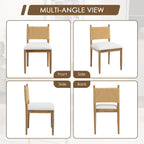 CIMOTA Modern Dining Chairs Set of 6, Mid Century Upholstered Dining Room Chairs with Woven Back, Armless Kitchen Chairs with Natural Solid Wood Legs, Linen Beige