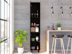 Kitchen Pantry 79" H, Two Open Storage Shelves, Three Internal Shelves, Two Doors, Four Legs, Black