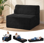 Kasunpul Folding Sofa Bed with Pillow, Memory Foam Fold Out Chair Bed, Convertible Sleeper Chair with Washable Cover, Futon Floor Couch for Living Room/Dorm/Guest Use/Home Office/Apartment, Black New