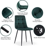 NORDICANA 5-Piece Dining Table Set, 47 in Modern Irregular Rectangle Kitchen Table & 4 Forest Green Velvet Upholstery Side Chairs, Metal Legs, Dining Room Set for 4