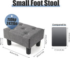 BRIAN & DANY Small Foot Stool, Linen Foot Stools with Legs, Stable Small Footstool for Living Room, Gray