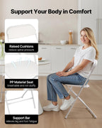 VEVOR 4 Pack Folding Chairs, Foldable Plastic Chair with Reinforced Metal Frame, Heavy Duty Portable Party Chairs, Stackable Indoor Outdoor Seat w/Non-Slip Feet for Event Dining Patio, 350lbs Capacity