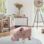 Animal Footstool Elephant Bench Portable Shoe Changing Cute Storage Wooden Ottoman Stool Sofa Tea Stool for Decoration Bedroom Living, Pink