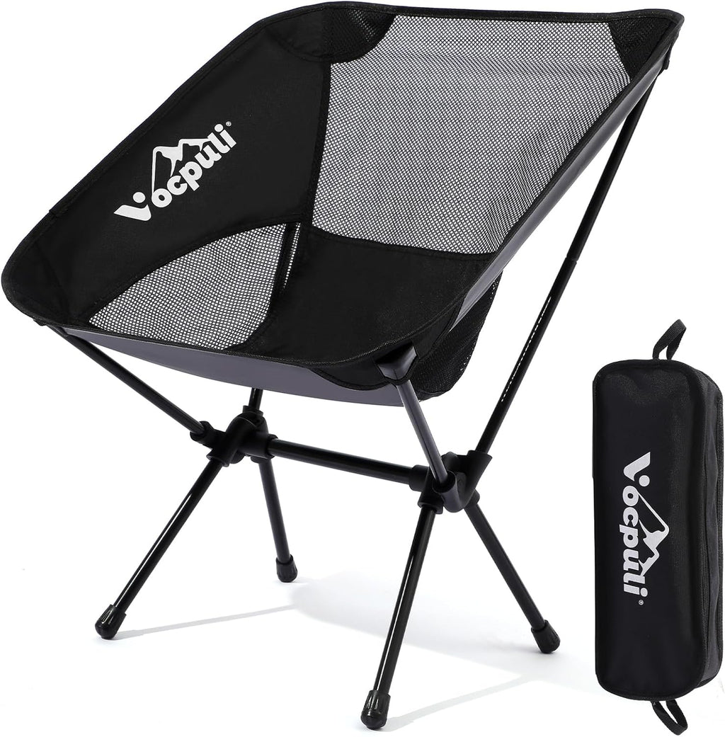Camping Chair, Lightweight Folding Backpacking Hiking Chair, Compact Portable 330 lbs Capacity，Gifts for Men (Black -1pack