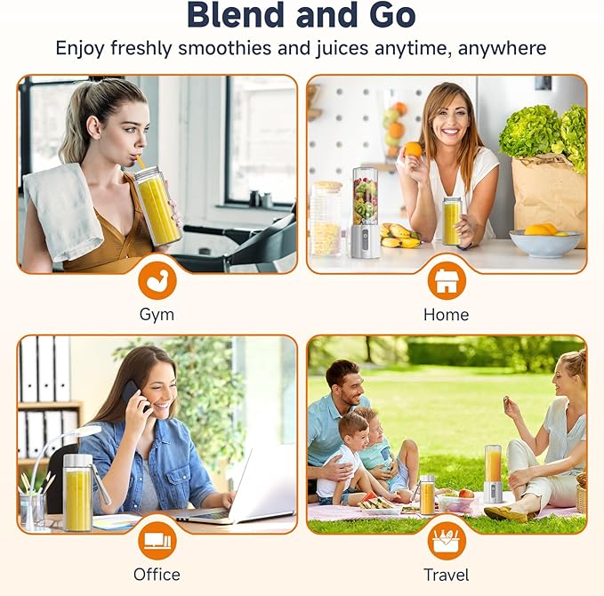 COKUNST Portable Blender, Small Smoothie & Shake Maker with LED Display, 17 oz (500ml) Personal Blender with 6 Blades, USB C Rechargeable Juice Mixer with Extra Lid for Travel, Office, Gym, Home