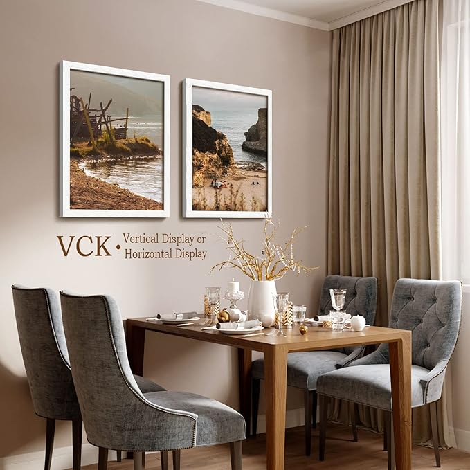 VCK 18x24 Poster Frame Set of 4 - White, Gallery-Quality Wood Picture Frames, 1.1-Inch Wide Border, Polished Plexiglass, Vertical or Horizontal Wall Display for Photo/Art/Prints, White