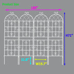4 Pack Metal Garden Trellis 71" Fence Rustproof Garden Trellis for Climbing Plants Support Roses Flower Outdoor Lawn, Cream White