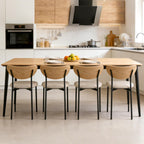 Beige Dining Chairs Set of 4, Upholstered Modern Kitchen Chairs Dining Room Chairs with Wood Curved Backrest & Metal Legs