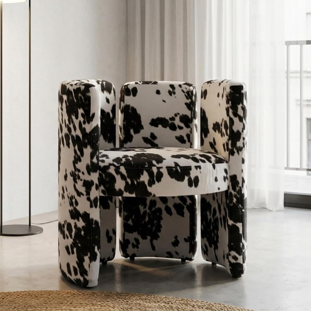 chairus Modern Dining Chairs Set of 2 Unique Sherpa Barrel Chairs Cute Comfy Upholstered Accent Chair for Living Room/Bedroom/Reception, Cow