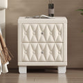 Elegant Velvet Nightstand with 2 Drawers and Crystal Handle, Storage Bedside Table with Button-Tufted,for Small Spaces
