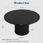 GarveeHome 47Inch Round Dining Table for 4-6 People, Black Dining Room Table with Sturdy Waveform Metal Pedestal Base, Industrial Circle Kitchen Table for Dining Room, Kitchen