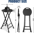 Folding Stool, Black 24 Inch Foldable Bar Stool with Handle | Folding Extra Seat, 500 lbs Capacity, Space-Saving, for Kitchen Island, Counter, Guitar, RV Travel, Camping, Party (1 Pack)