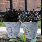 Black Artificial Flowers, Fake Outdoor UV Resistant Plants Faux Plastic Greenery Shrubs Indoor Outside Hanging Planter Home Kitchen Office Wedding, Garden Decor (White+Black)