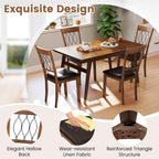 Giantex Dining Chairs Set of 4, Faux Leather Upholstered Armless Kitchen Chairs w/Hollowed Backrest, Padded Seat, Rubber Wood Frame, Farmhouse Side Chair for Living Room Restaurant, Walnut