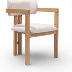 MELAGIO Mid-Century Modern Dining Chair – Upholstered Performance Fabric Seat, Solid Walnut Wood Frame, Fully Assembled Accent Chair for Dining Room, Kitchen or Living Space (Cream)