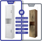 67" Tall Slim Pantry Cabinet, Narrow Bathroom Storage Cabinet | Metal Skinny Cabinet with Door and Adjustable Shelves, for Small Spaces, Kitchen, Bathroom, Laundry Room, Living Room, White