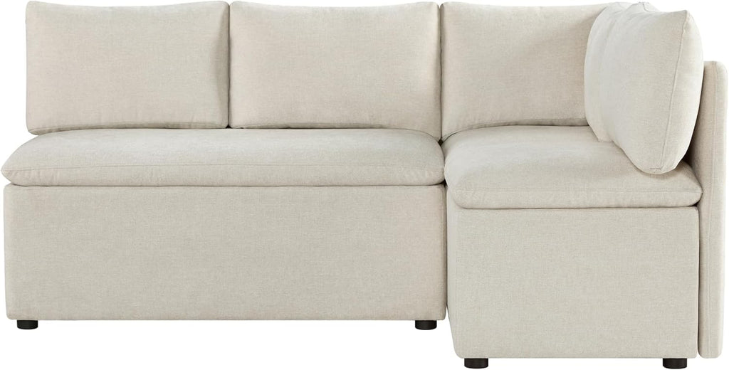 CHITA Breakfast Nook Bench with Storage, Upholstered Dining Bench with Back, Corner Kitchen & Dining Banquette Seating Nook, Dining Settee, L Shaped 4 Seats, Fabric in Linen