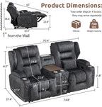 SAMERY Loveseat Recliner Sofa, Power Reclining Loveseat Sofa, Wall Hugger Recliners RV Couch with Console, Lift-Top Table, Rhythm & Ambient LED Lights, USB-C, Outlets, Velvet, Gray