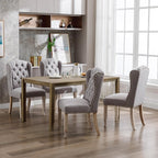 Ya-Home Modern Tufted Dining Chairs Set of 8, Upholstered Kitchen Room Side Chairs Accent Chairs with Wingback Nail Trims Wood Legs, Farmhouse Guest Chairs for Dining Room, Living Room, Linen Grey