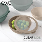 COOK WITH COLOR Mixing Bowls with Lids - 12 Piece Plastic Nesting Bowls Set includes 6 Prep Bowls and 6 Lids, Diamond Design - Microwave Safe (Mint)