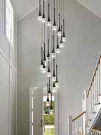 138'' Modern Chandelier,20-Lights Black Modern Pendant Light Fixture Staircase Large Chandelier Lobby Living Room Bedroom Foyer High Ceiling Chandelier