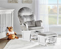 Madison Glider and Ottoman: White Wood and Gray Fabric for Comfort and Style