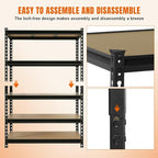 BIG RED Storage Shelving Unit, 5-Tier Adjustable, Heavy Duty Metal Garage Shelves/Utility Rack for Kitchen, Pantry, Basement, Bathroom, Laundry - 3,000lb Capacity, Black, 72" H x 48" W x 24" D