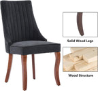 Aoowow Linen Upholstered Black Dining Chairs Set of 2,Farmhouse Channel Tufted Accent Side Chair High Back,Sillas De Comedor,Armless Neutral Fabric Kitchen Chair Solid Wood Legs (Rustic Black 1 Pair)