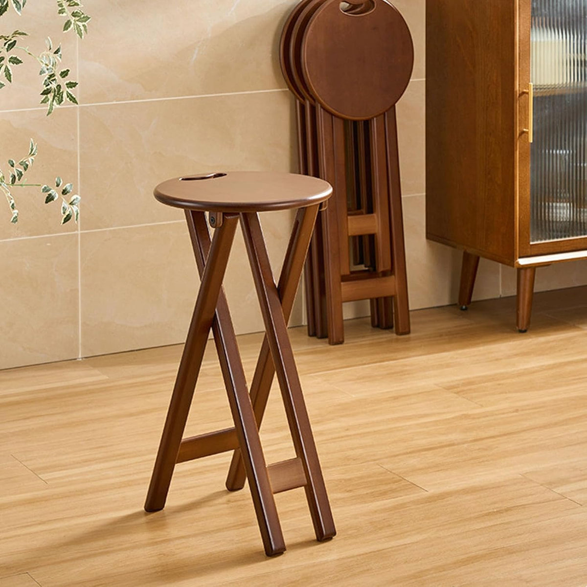 Folding Bar Stool 24.8 Inches Foldable Kitchen Bar Stool for Adults Counter Height Barstools Backless Folding High Stools for Outdoor Kitchen Island with Handle and Chair Cushion (1)