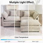 GNIXUU 76.7" Camel Small L Shaped Cloud Couch Loveseat Sofa with Ottoman | Modular Sectional Couches for Small Places, Living Room, Apartment, Studio, Office, Deep Seat, 2 Seater Sofa, Chenille Fabric