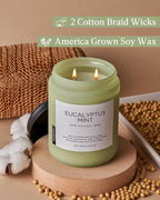 M&SENSE Eucalyptus & Mint Candles for Home Scented, 19.4oz 110 Hours Burn Soy Aromatherapy Candle Gift for Stress Relief, Meditation, Yoga, Relaxing SPA, Natural Soy Wax for Men and Women