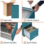 Lorell LYS SOHO File/File Mobile Cabinet, Teal
