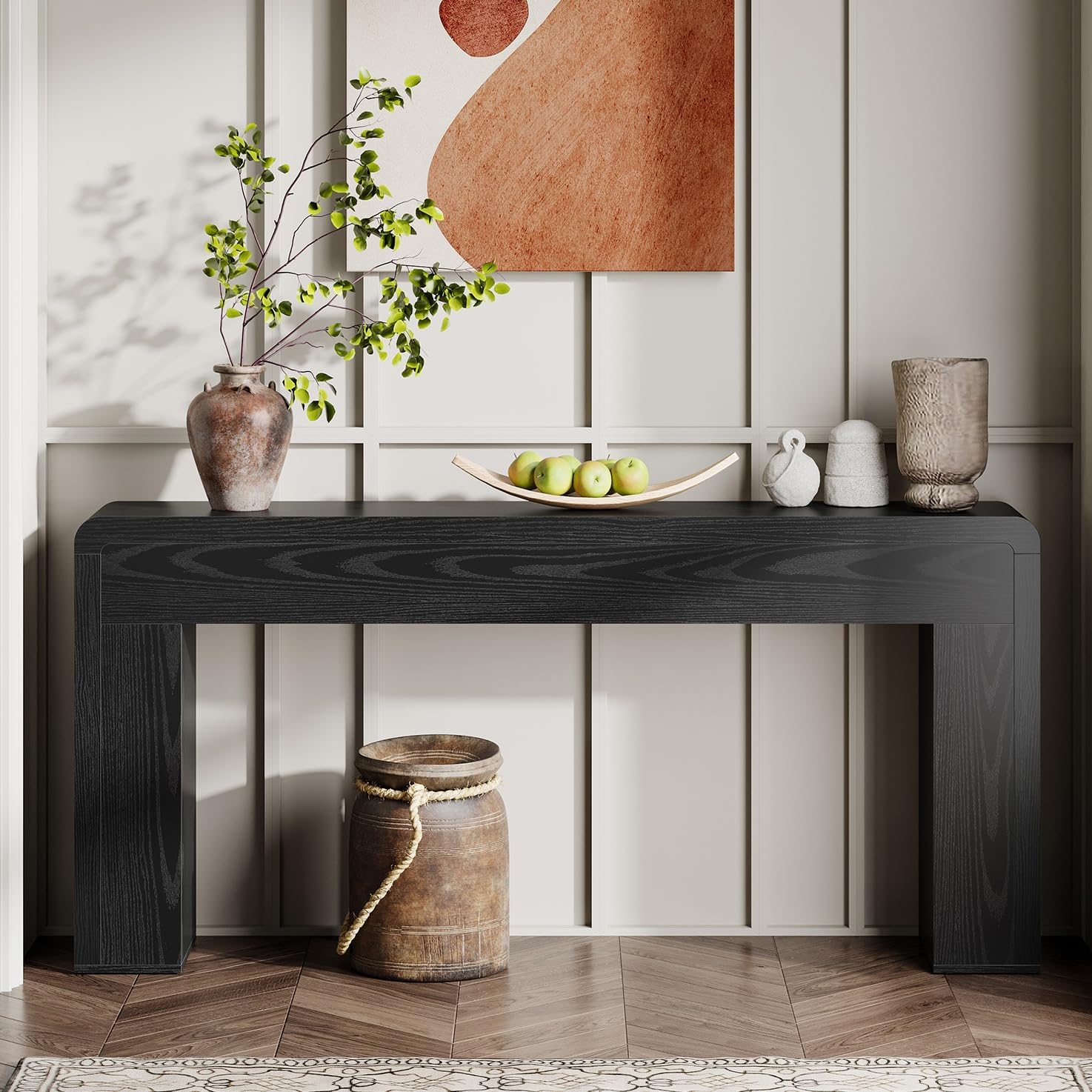 Tribesigns 70.9-Inch Extra Long Console Table | Rustic Wooden Sofa Table Behind Couch, Farmhouse Entryway Console for Living Room, Entryway, Hallway, Foyer (Black)