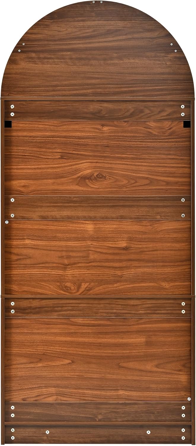 Merax 72" Tall Arched Cabinet Kitchen Pantry with 4 Doors, Fluted Storage Cabinets with 3 Adjustable Shelves & 1 Hidden Drawer & 8 Door Shelves, Versatile Cupboard for Kitchen, Dining Room, Brown