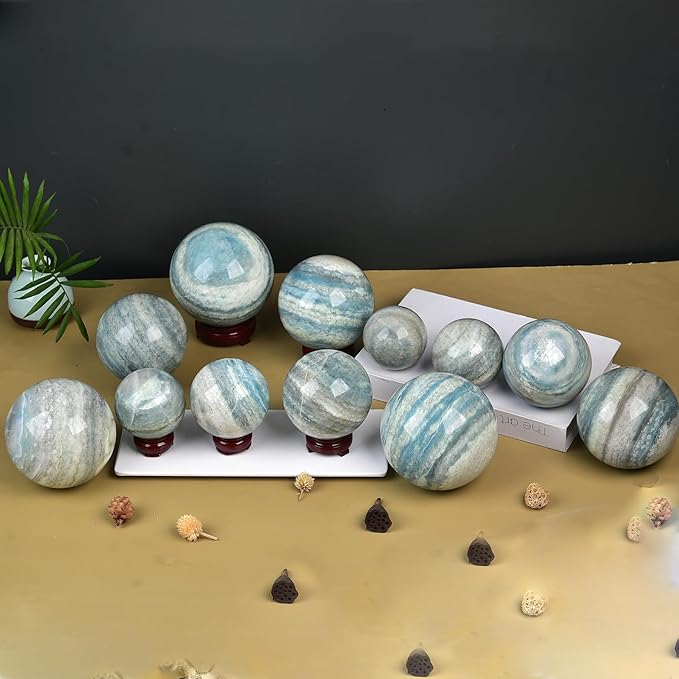 JIC Gem Natural Healing Crystal Sphere Ball Trolleite Crystal Decorative Ball Chakra Meditation Fengshui (60-70mm)
