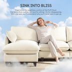 Ihanherry 105" Modular Sectional Sofa, L-Shaped Cloud Couch with Oversized Large Cushions & Movable Ottoman, Chenille Deep Seat Couch for Living Room, Beige