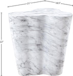 Meridian Furniture 99033White-ET Monza Collection Art Deco Marble Finish Indoor/Outdoor Concrete End Table, 21" W x 18.5" D x 22" H, White