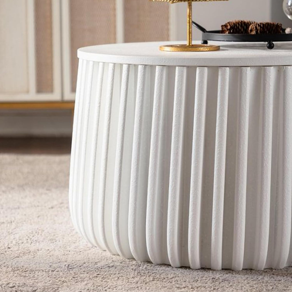 Geelife White Round Storage Table Set with Lift-Off Lid and Nesting Design | Lift-off lid reveals hidden storage compartment for blankets and essentials