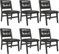civama Faux Leather Dining Chairs Set of 6, Dining Room Armless Kitchen Chairs with Comfy Back, Solid Wood Frame & Upholstered Cushion for Living Room, Cafe and Restaurant, Black