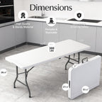 6 Feet Folding Table with Built in Handle & Fold-in-Half | Heavy Duty Portable | Lightweight Perfect for Party, Dining, Wedding, Events, Picnic Indoor, Outdoor, Camping, Utility-10P